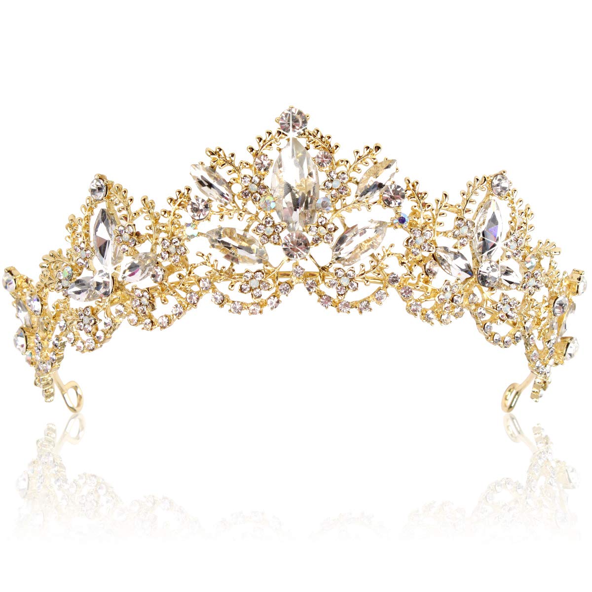 Luxury Gold Crystal Tiara – Rhinestone Princess Crown for Bride Wedding, Prom, Party, and Pageant