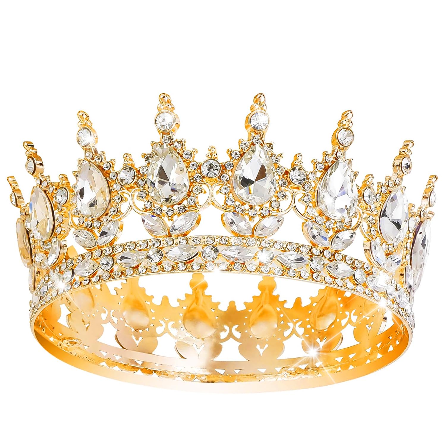 Luxury Gold Crystal Tiara Crown for Women – Bridal Wedding Headpiece, Princess Rhinestone Queen Crown, Prom Evening Party Hair Accessory