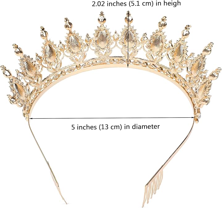 Luxury Red Crystal Tiara – Vintage Gold Rhinestone Crown for Bride, Wedding, Party, Prom & Stage