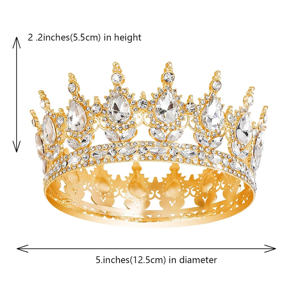 Luxury Gold Crystal Tiara Crown for Women – Bridal Wedding Headpiece, Princess Rhinestone Queen Crown, Prom Evening Party Hair Accessory