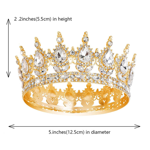 Luxury Gold Crystal Tiara Crown for Women – Bridal Wedding Headpiece, Princess Rhinestone Queen Crown, Prom Evening Party Hair Accessory
