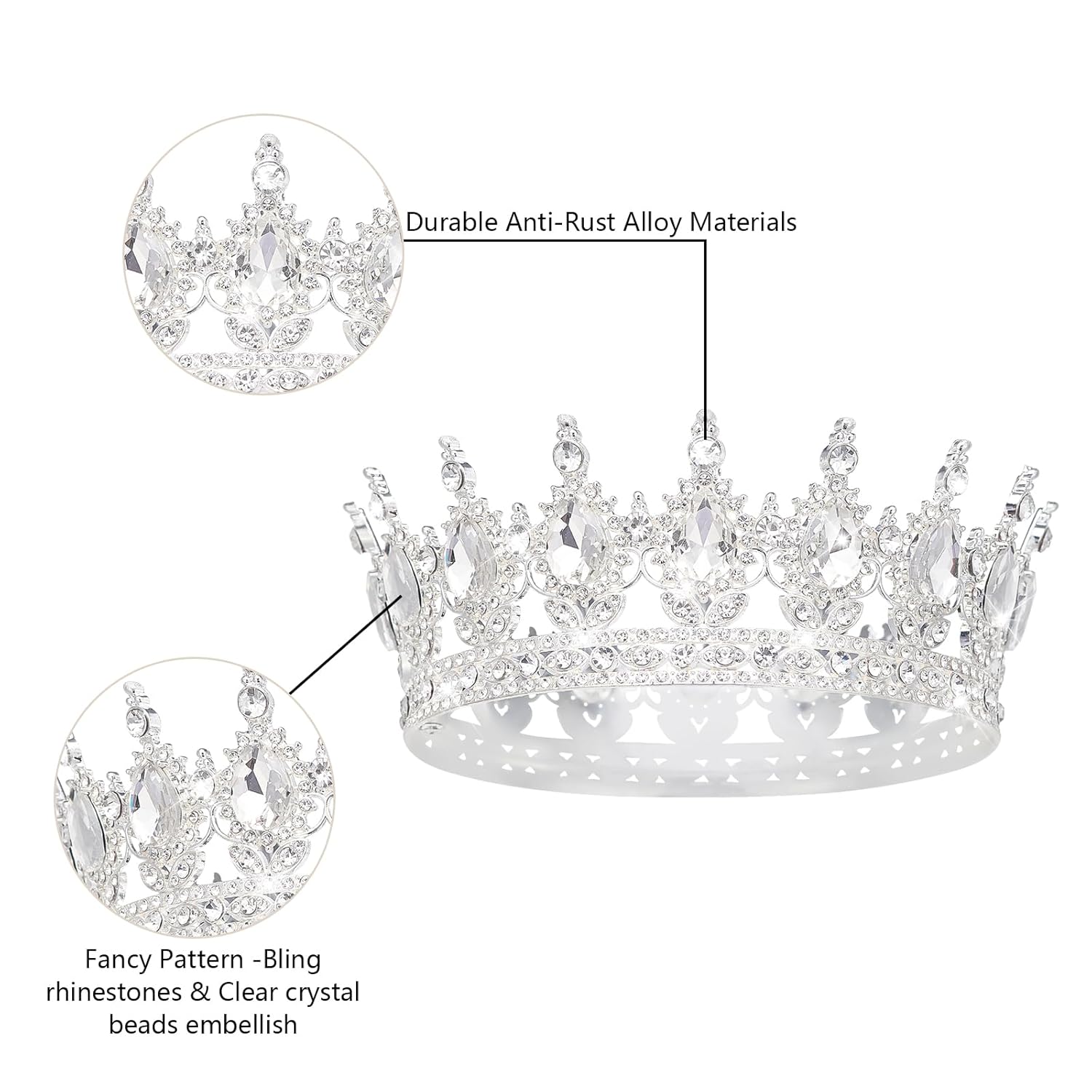 Luxury Silver Crystal Tiara – Elegant Rhinestone Crown for Bride Wedding, Prom, Pageant, and Party