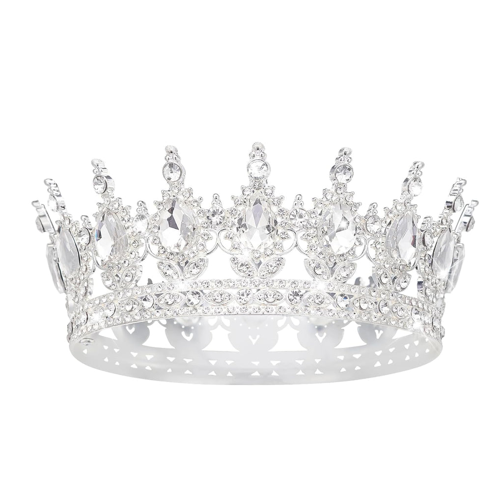 Luxury Silver Crystal Tiara – Elegant Rhinestone Crown for Bride Wedding, Prom, Pageant, and Party