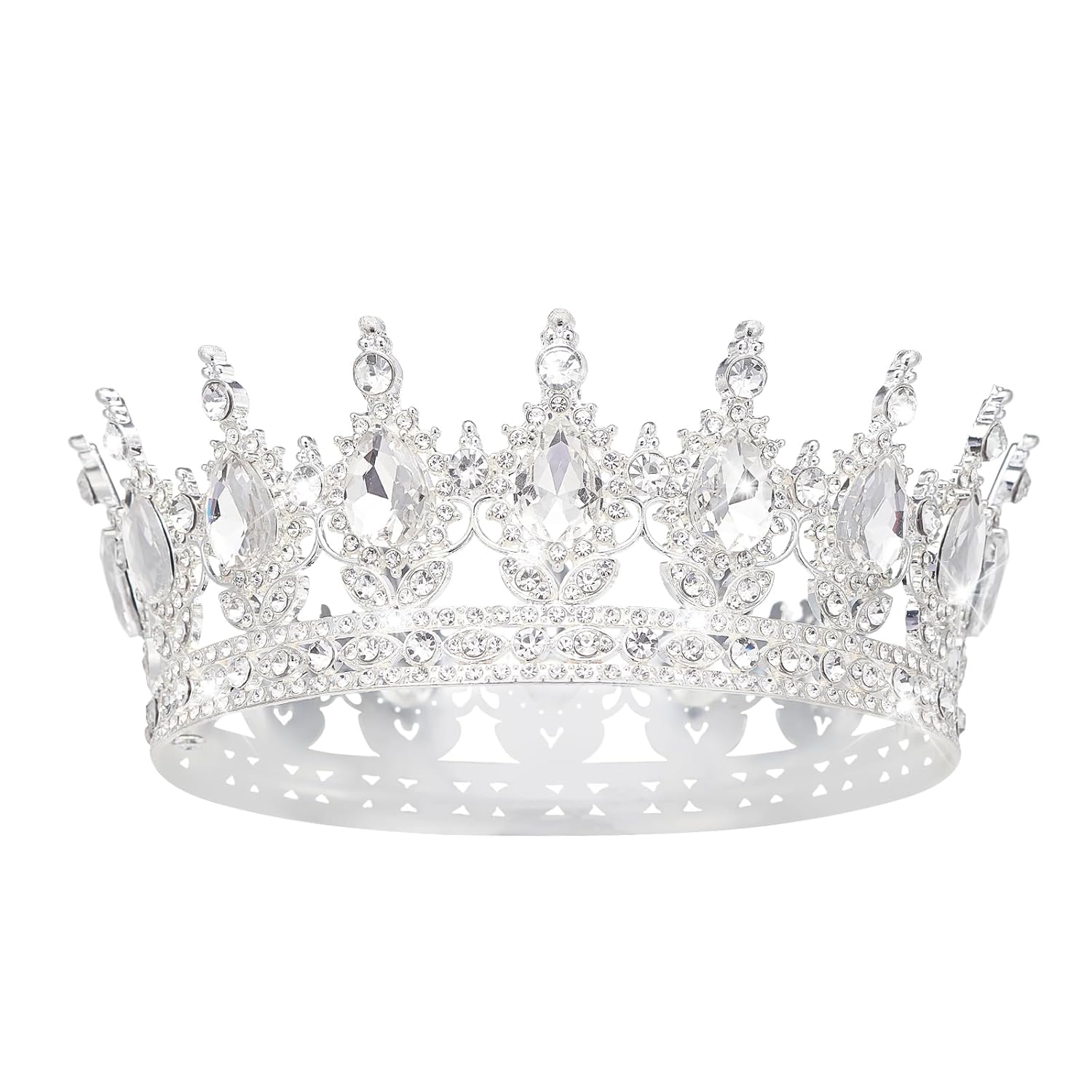Luxury Silver Crystal Tiara – Elegant Rhinestone Crown for Bride Wedding, Prom, Pageant, and Party