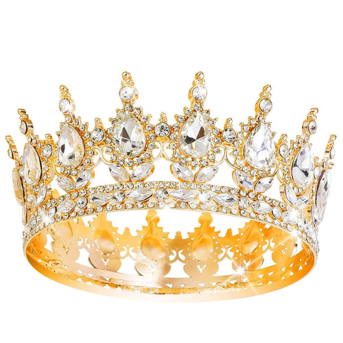 Luxury Gold Crystal Tiara Crown for Women – Bridal Wedding Headpiece, Princess Rhinestone Queen Crown, Prom Evening Party Hair Accessory