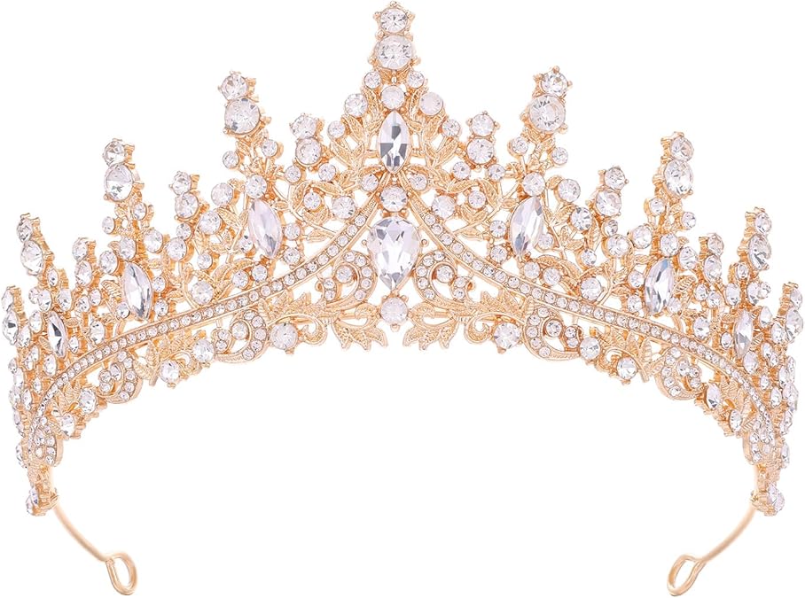 Luxury Crystal Tiara – Gold Alloy Rhinestone Crown for Wedding, Prom, Party, Pageant and Photography