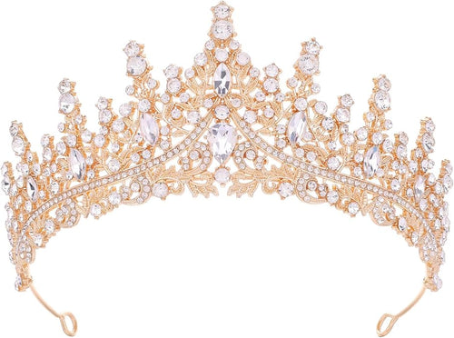 Luxury Crystal Tiara – Gold Alloy Rhinestone Crown for Wedding, Prom, Party, Pageant and Photography