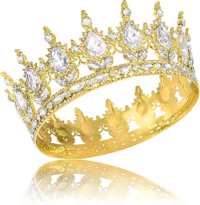 Luxury Gold Crystal Tiara Crown for Women – Elegant Alloy Bridal Princess Headpiece with Rhinestones for Wedding, Party, Prom, and Stage