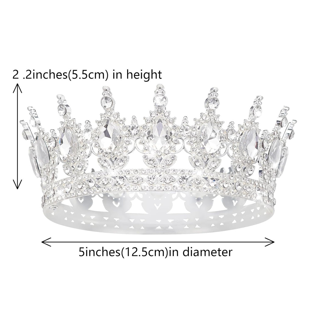 Luxury Silver Crystal Tiara – Elegant Rhinestone Crown for Bride Wedding, Prom, Pageant, and Party