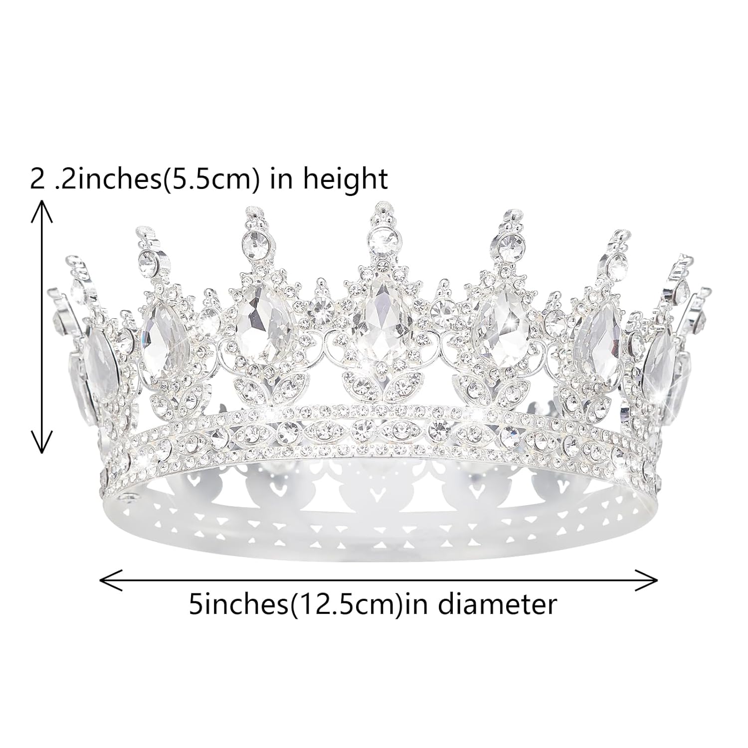 Luxury Silver Crystal Tiara – Elegant Rhinestone Crown for Bride Wedding, Prom, Pageant, and Party