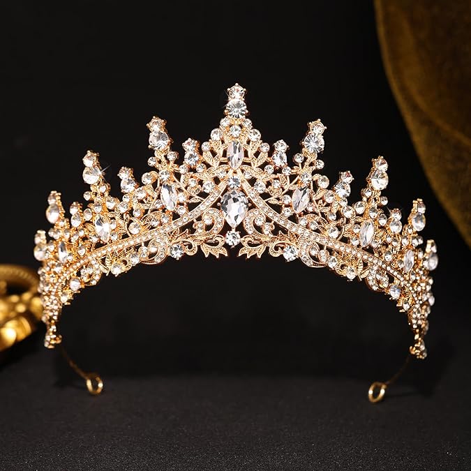 Luxury Crystal Tiara – Gold Alloy Rhinestone Crown for Wedding, Prom, Party, Pageant and Photography