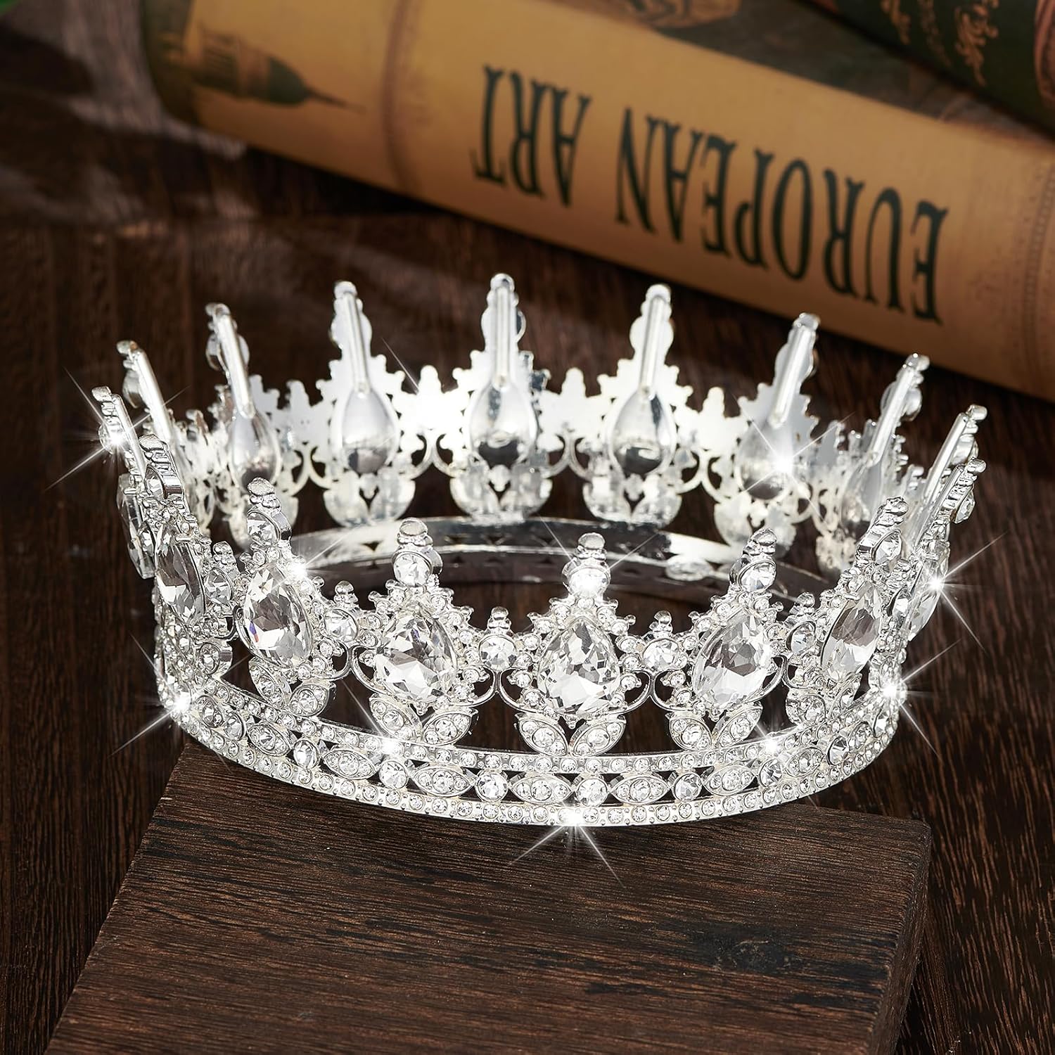 Luxury Silver Crystal Tiara – Elegant Rhinestone Crown for Bride Wedding, Prom, Pageant, and Party